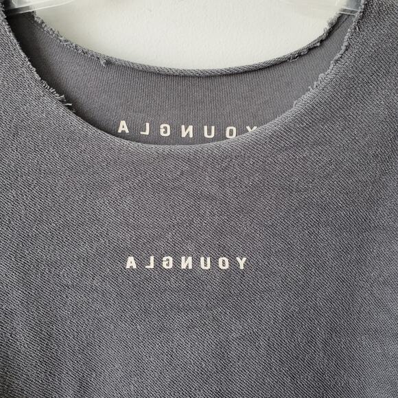 YoungLA Men 816 Terry Raw Cut Reversible Top Shirt L Gray Neutral Minimalist - Picture 3 of 11